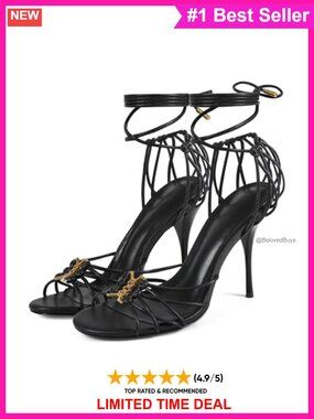 Strappy Lace Up Stiletto Heel Sandals Open Toe Formal Party Shoes